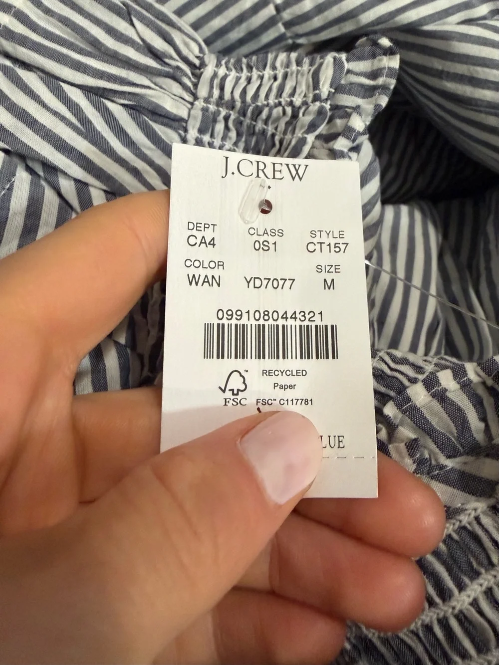J. Crew 100% cotton